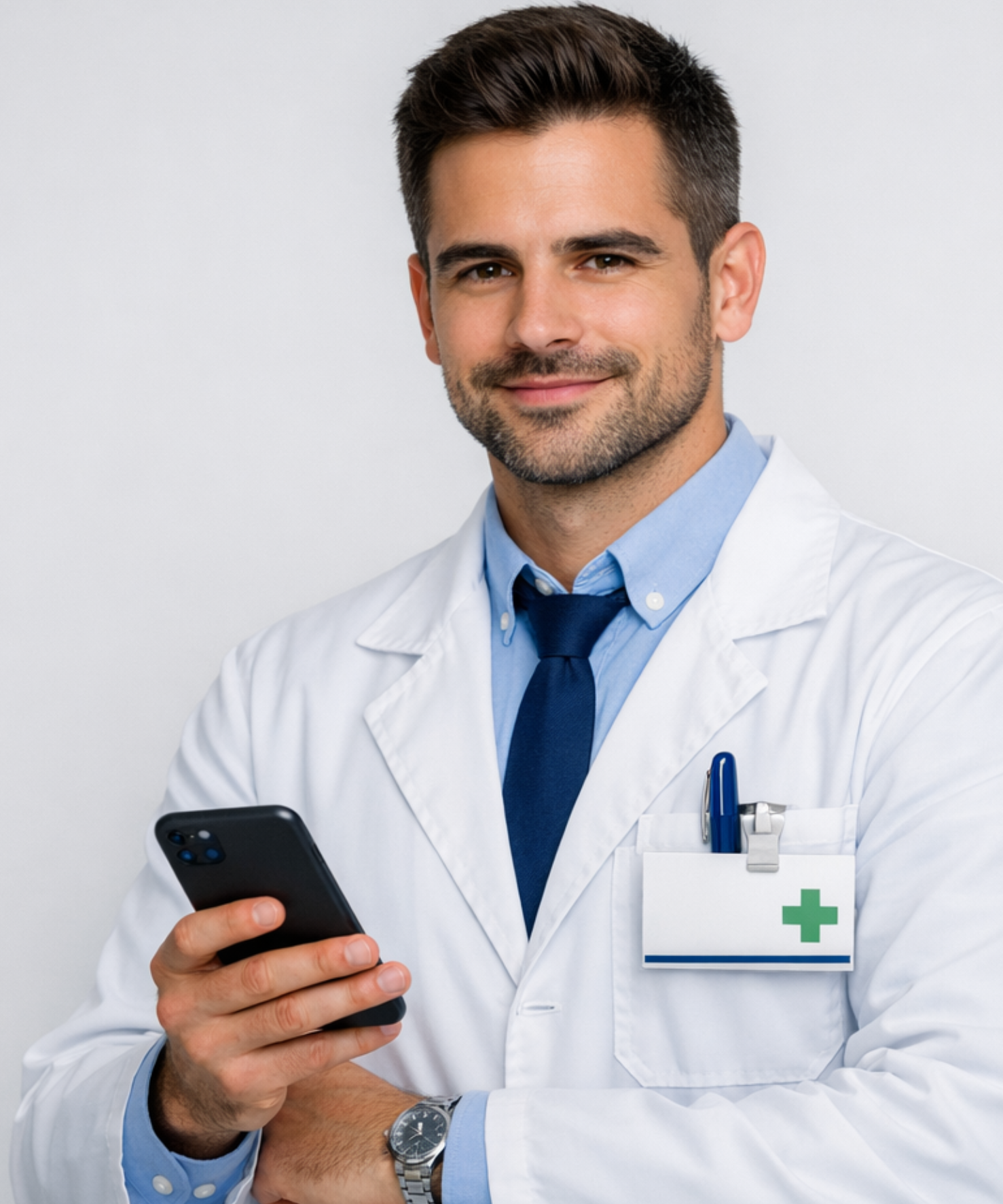 Farmacista libero professionista con smartphone